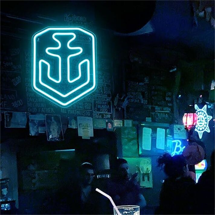 Brighten Up Your Bar, Office, and Home Decor with the Versatile Shield LED Neon Light Blue LED Neon Sign.