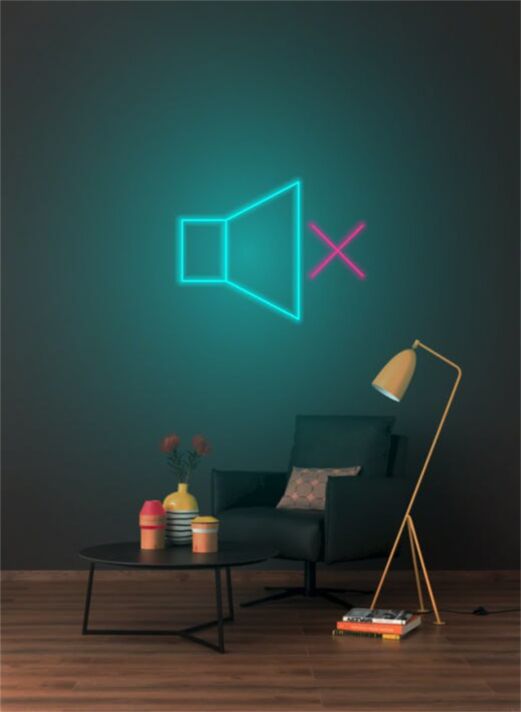 Lautsprecher stumm Symbol LED-Neonschild für Wohnzimmer Studio