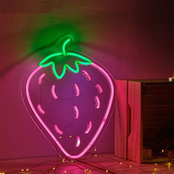 Brighten Your Space: From Home to Office or Bar - The Versatile Strawberry LED Neon Sign Wall Decor Sign