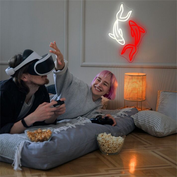 Koi Fische LED-Neonschild Wohnzimmer Gaming