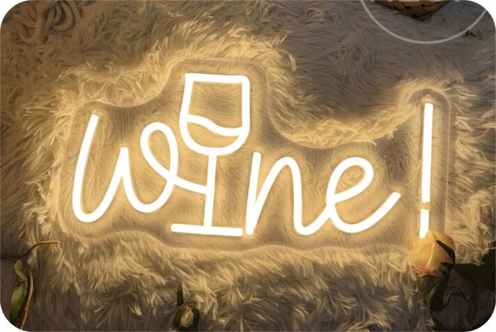 Wine LED Neonschild mit Glas für Küche und Wohnzimmer