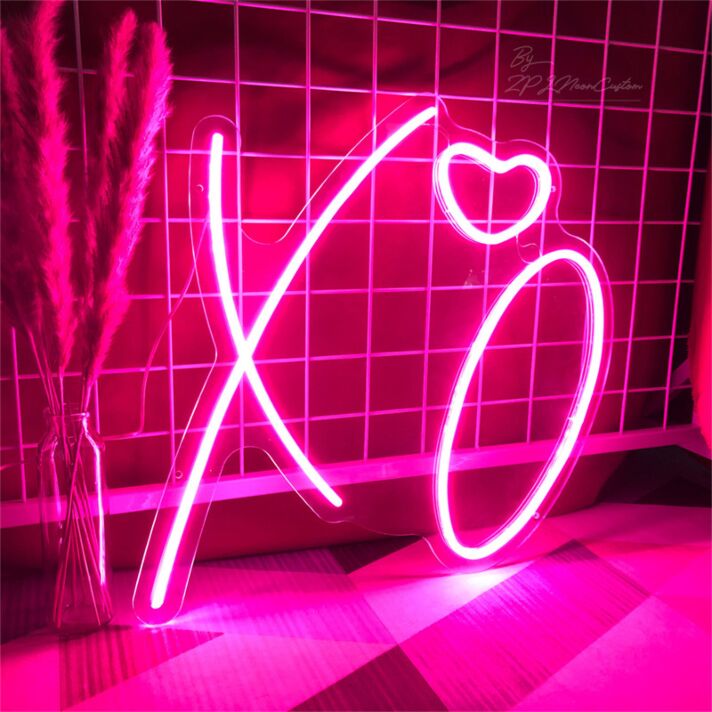 XO LED Neonschild mit Herz für Schlafzimmer und Wohnzimmer