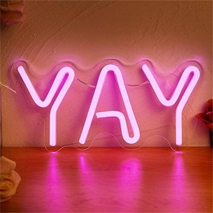 Brighten Your Space: Yay Cute LED Neon Sign - Perfect for Home Decor, Bars, and Weddings.