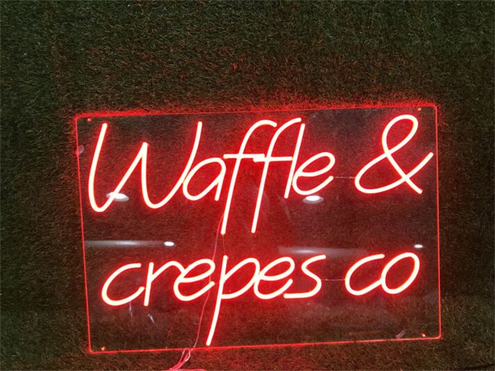 Waffle & crepes co LED-Neonschild für Café und Bäckerei