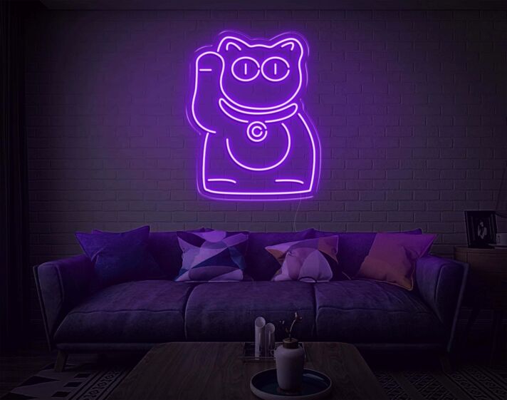 Glücksbringende Winkekatze LED-Neonschild Wohnzimmer Dekoration