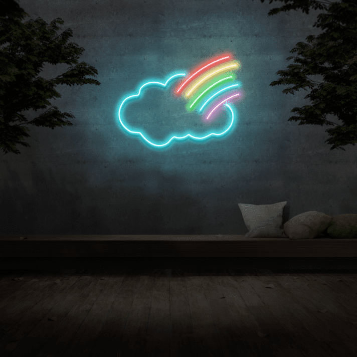 Wolke mit Regenbogen LED-Neonschild Wohnzimmer Kinderzimmer