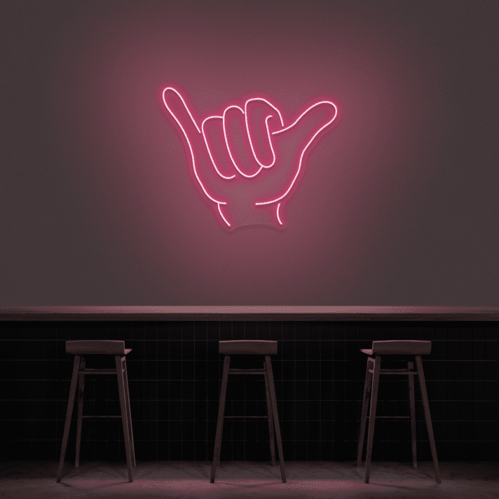 Handzeichen Shaka LED-Neonschild für Bar und Cafe