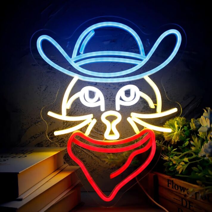 Cowboy Katze LED-Neonschild Wohnzimmer Bar