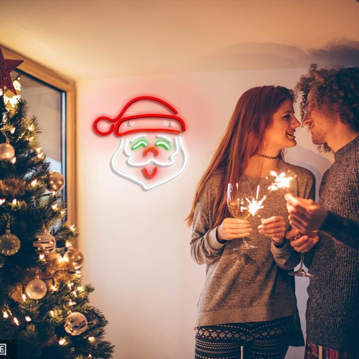 Weihnachtsmannkopf LED-Neonschild für Wohnzimmer Weihnachtsdeko
