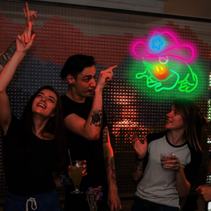 Cowboyhut mit Schnurrbart LED-Neonschild für Bar Club