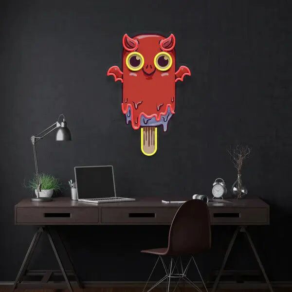 Eis am Stiel mit Teufelmotiv LED-Neonschild für Home Gaming