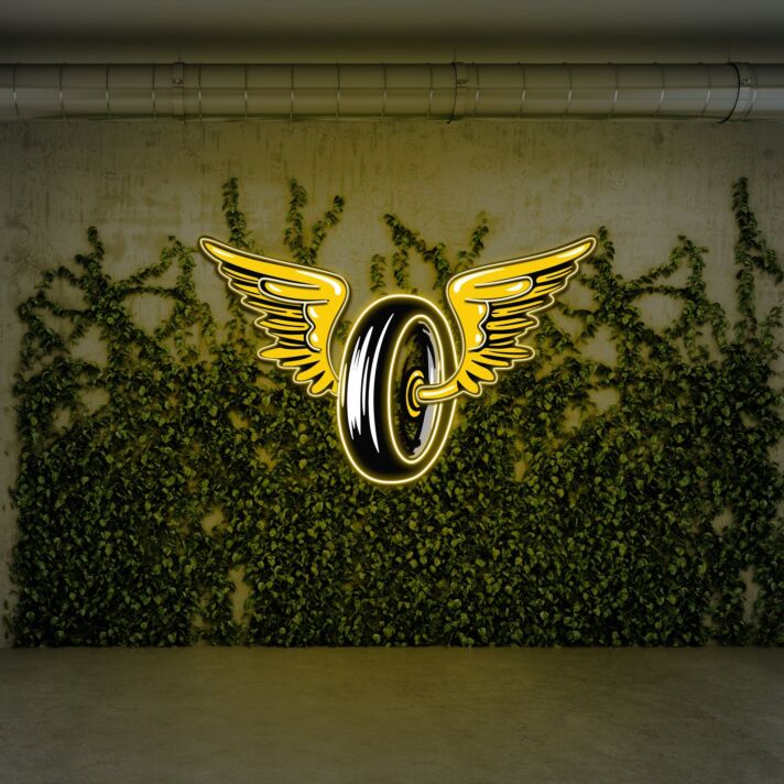 Reifen mit Flügeln LED-Neonschild Garage Werkstatt