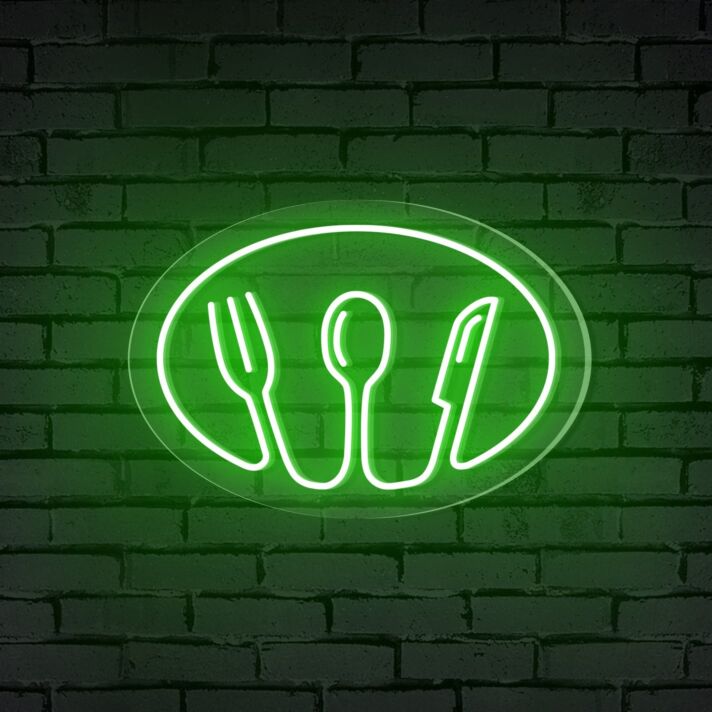 Besteck Symbol mit Gabel Löffel Messer LED-Neonschild für Restaurant Küche