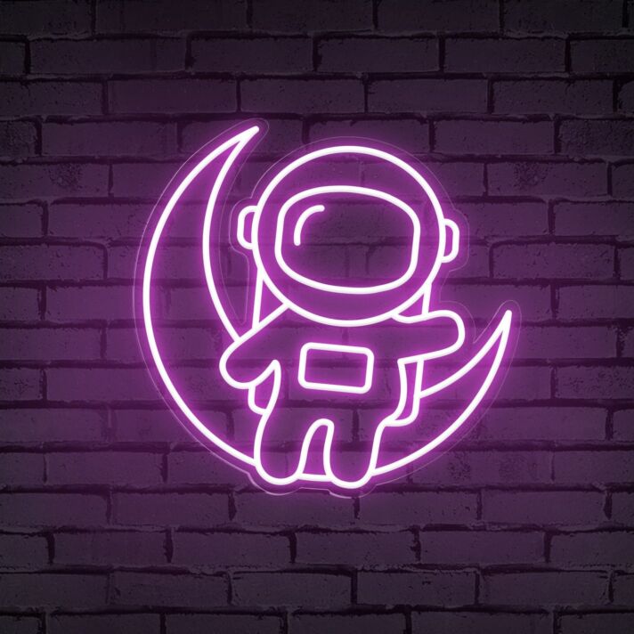 Astronaut auf Mond LED-Neonschild für Kinderzimmer Wohnzimmer