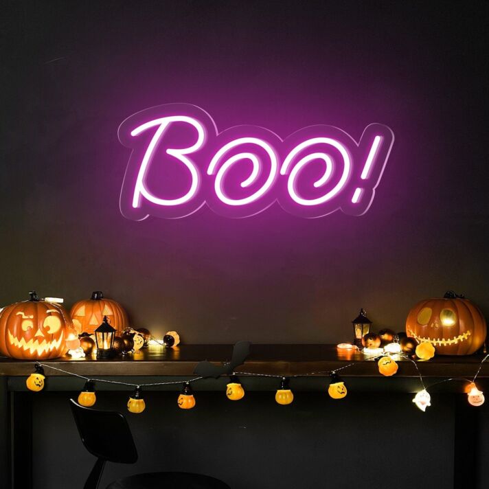Boo! LED-Neonschild für Halloween Party