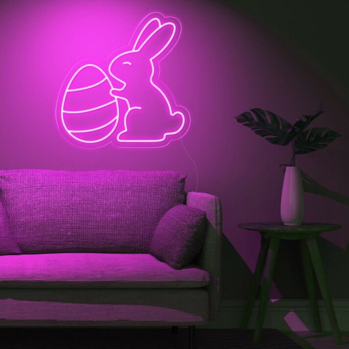 Osterhase mit Osterei LED-Neonschild Wohnzimmer Osterdekoration