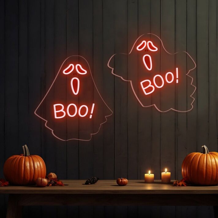 Boo! LED-Neonschild für Halloween Party