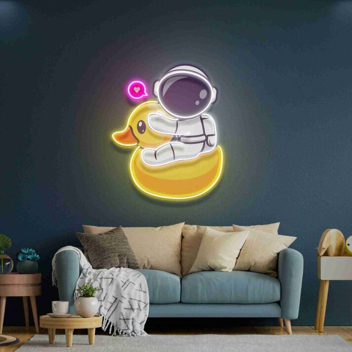 Astronaut auf Gummiente LED-Neonschild Wohnzimmer Kinderzimmer