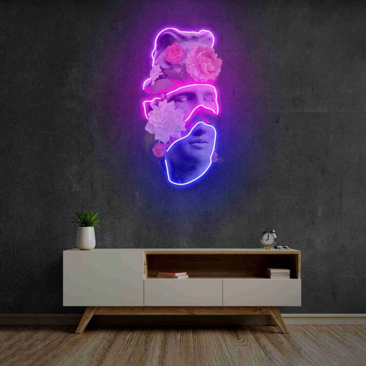 Bär mit Rosen LED-Neonschild für Wohnzimmer Schlafzimmer