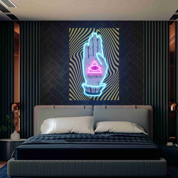 Hand mit Auge im Dreieck LED-Neonschild Schlafzimmer Wohnzimmer