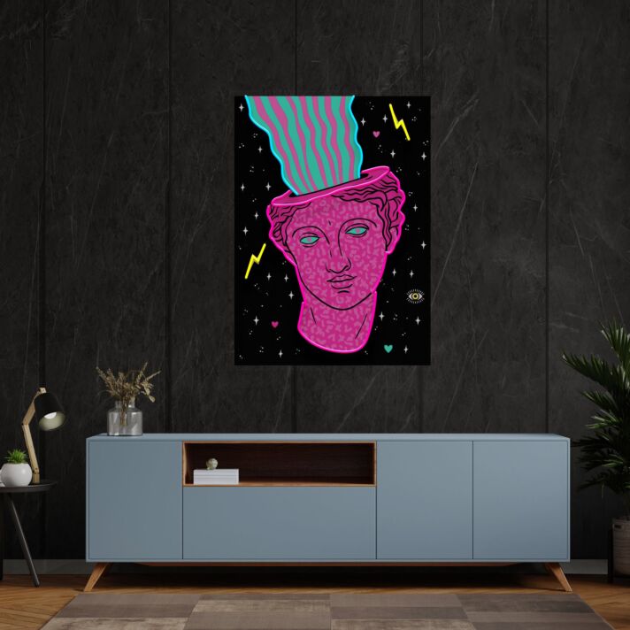 Surrealistisches Gehirn mit farbigen Streifen LED-Neonschild Wohnzimmer Studio