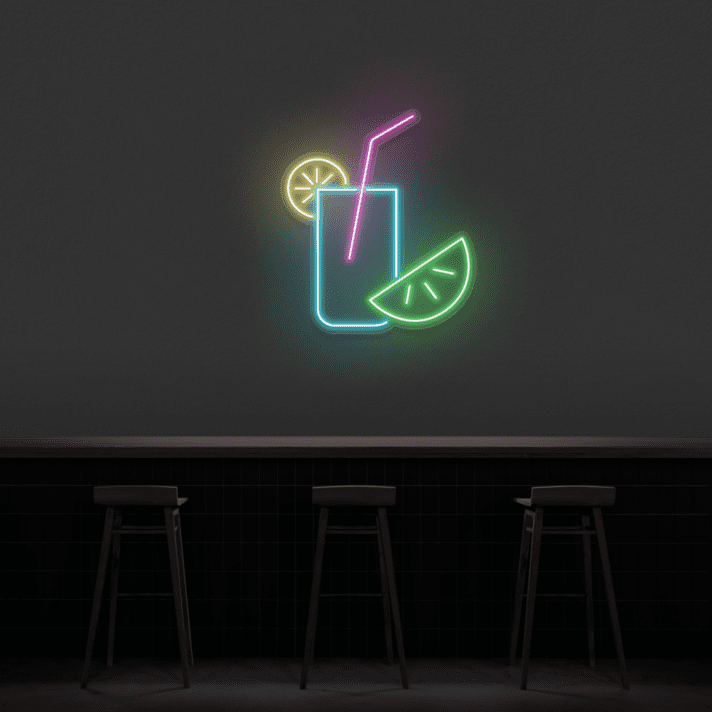 Cocktailglas mit Zitronenscheiben LED-Neonschild für Bar Cafe