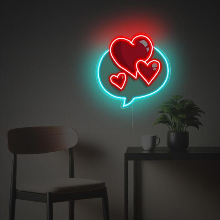 Sprechblase mit Herzen LED-Neonschild Wohnzimmer Schlafzimmer