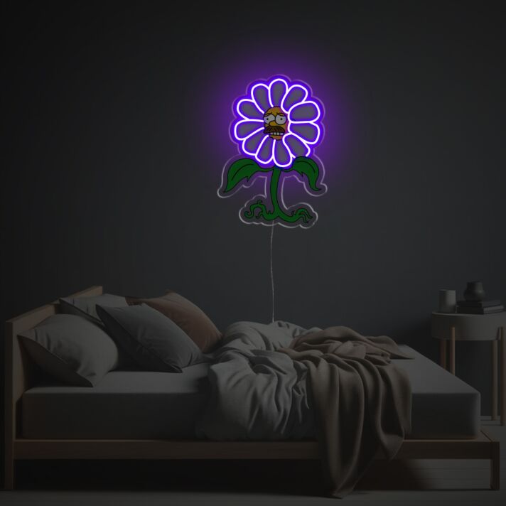 Blume mit Totenkopf LED-Neonschild Schlafzimmer Wohnzimmer