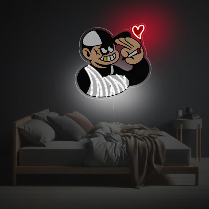 Cartoonfigur mit Herzsymbol LED-Neonschild Schlafzimmer Wohnzimmer