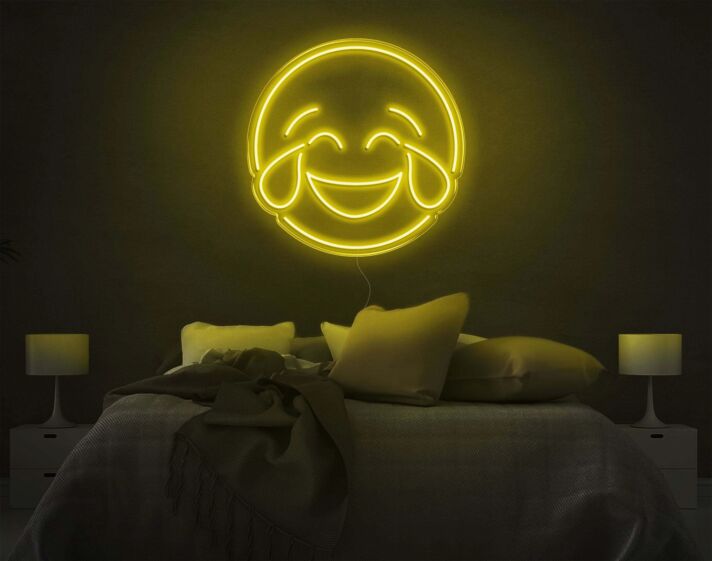 Lachender Emoji mit Freudentränen LED-Neonschild Schlafzimmer Wohnzimmer