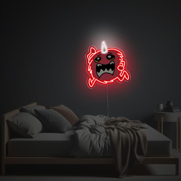 rotes Cartoonmonster mit Horn LED-Neonschild für Schlafzimmer Gamingzimmer
