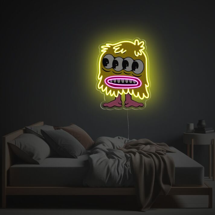dreiaugiges Monster LED-Neonschild Schlafzimmer