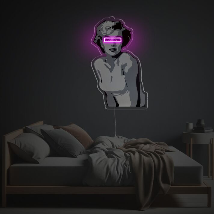 Add a Touch of Vintage Glam to Your Home, Office, or Party Decor with Marilyn Monroe Portrait With Pink Tangle LED Neon Acrylic Artwork.