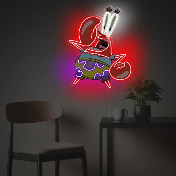 Witziges LED Neonschild mit Cartoon Krabbe
