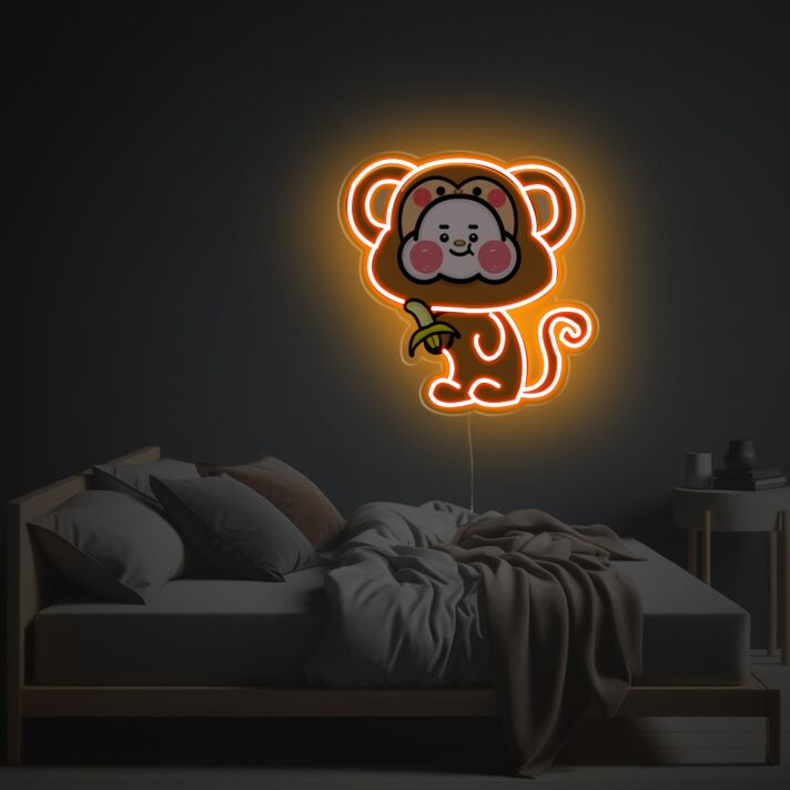 Niedliches LED Neonschild mit Affenmotiv im Cartoon Stil