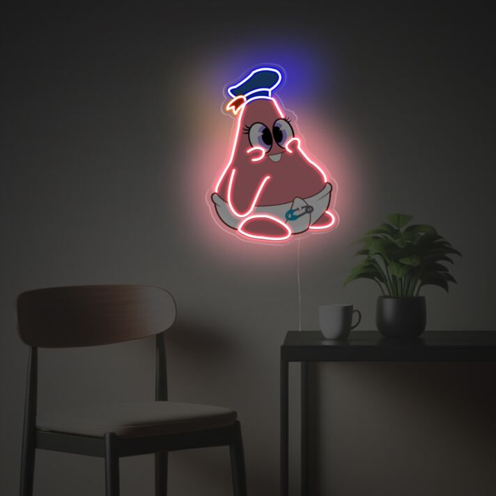 Brighten Up Your Nursery or Themed Birthday Celebrations with Patrick Star Baby Version LED Neon Acrylic Artwork.