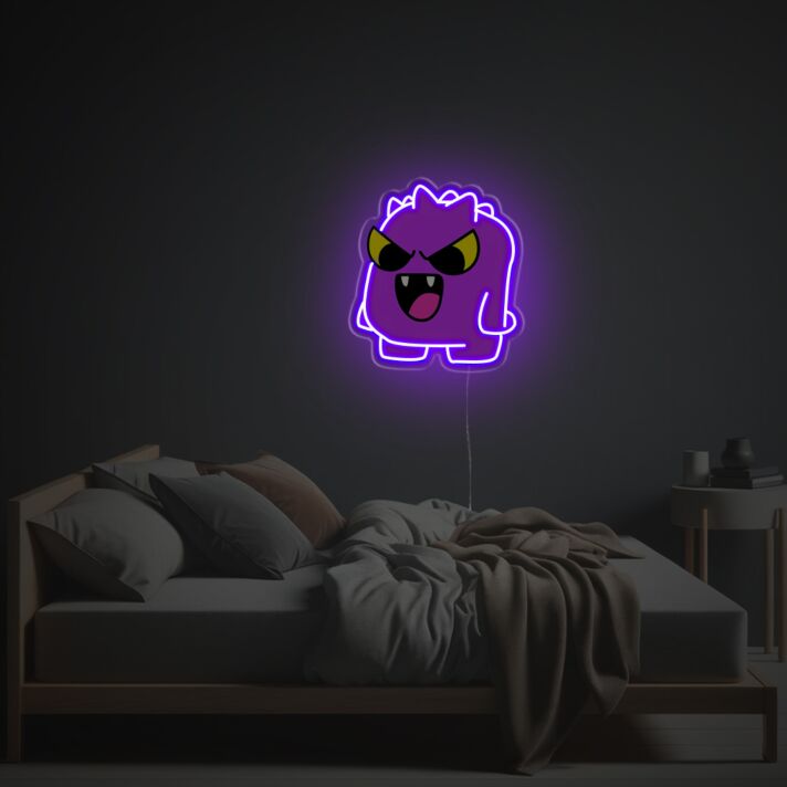 Verspieltes LED Neonschild mit süßem Monstermotiv als auffällige Neon Wanddeko für Schlafzimmer Wohnzimmer oder kreative Innenräume