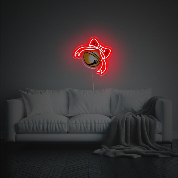 Weihnachtsglöckchen mit Schleife LED-Neonschild Wohnzimmer Weihnachten