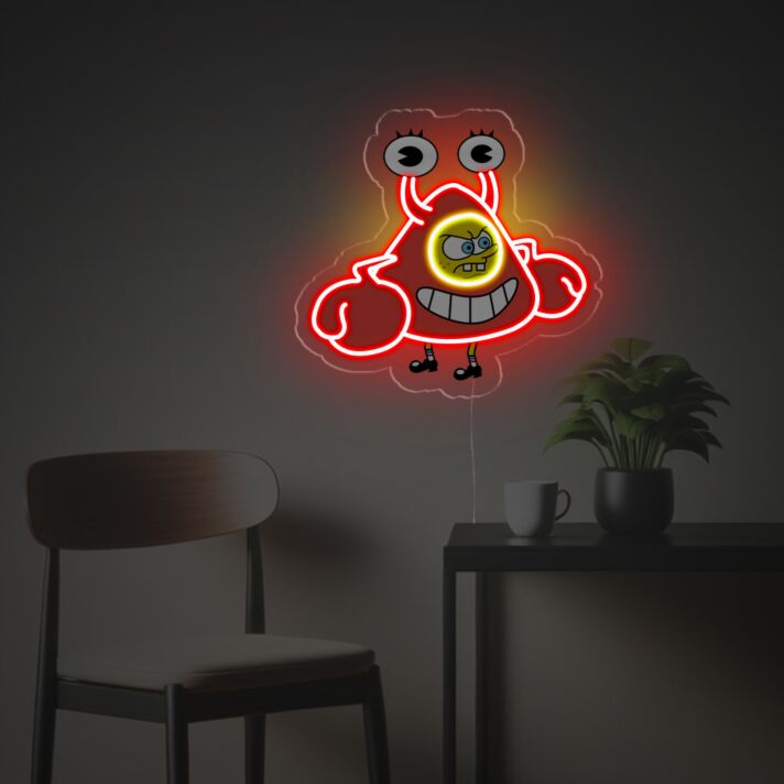 Ausdrucksstarkes Cartoon LED Neonschild mit kraftvoller Figurenpose und intensiver Neon Beleuchtung als auffällige Wanddekoration für moderne Wohnräume oder kreative Bereiche