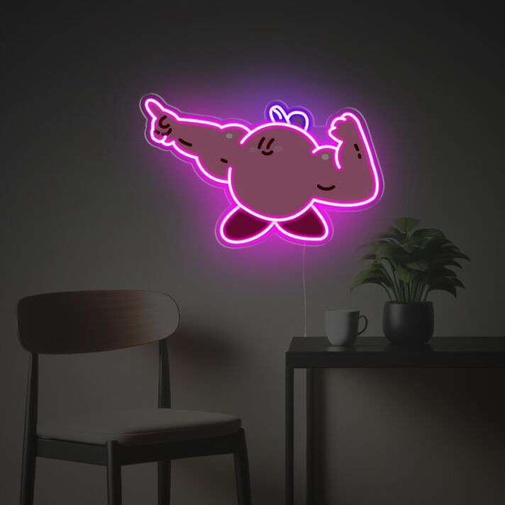 Niedliches Cartoon LED Neonschild mit freundlicher Figur und leuchtendem Pink Neon Licht als moderne Wanddekoration für Wohnzimmer Schlafzimmer Kinderzimmer oder kreative Wohnräume