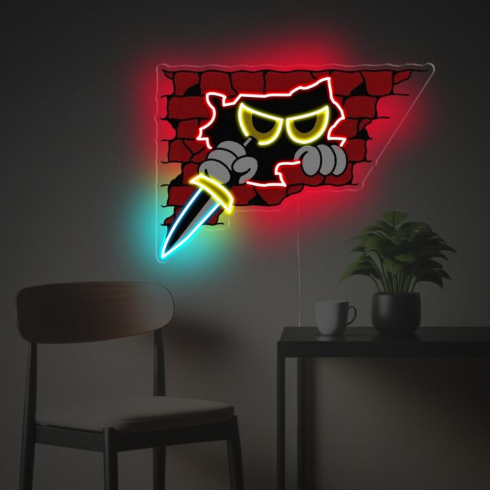 Brighten Up Your Space: The Assassin Hiding In The Red Wall LED Neon Acrylic Artwork for Chic Home Decor, Cool Offices, and Trendy Bars