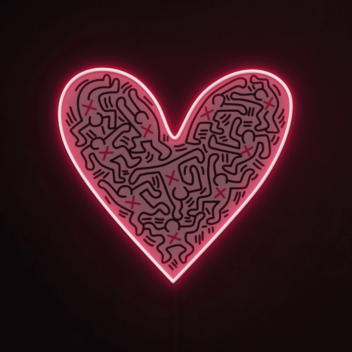 Herz mit abstraktem Muster LED-Neonschild Wohnzimmer Schlafzimmer