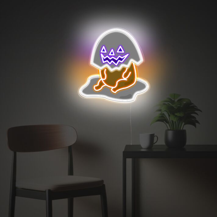 Niedliche Cartoon LED Neon Wanddeko mit schlüpfender Fantasiefigur