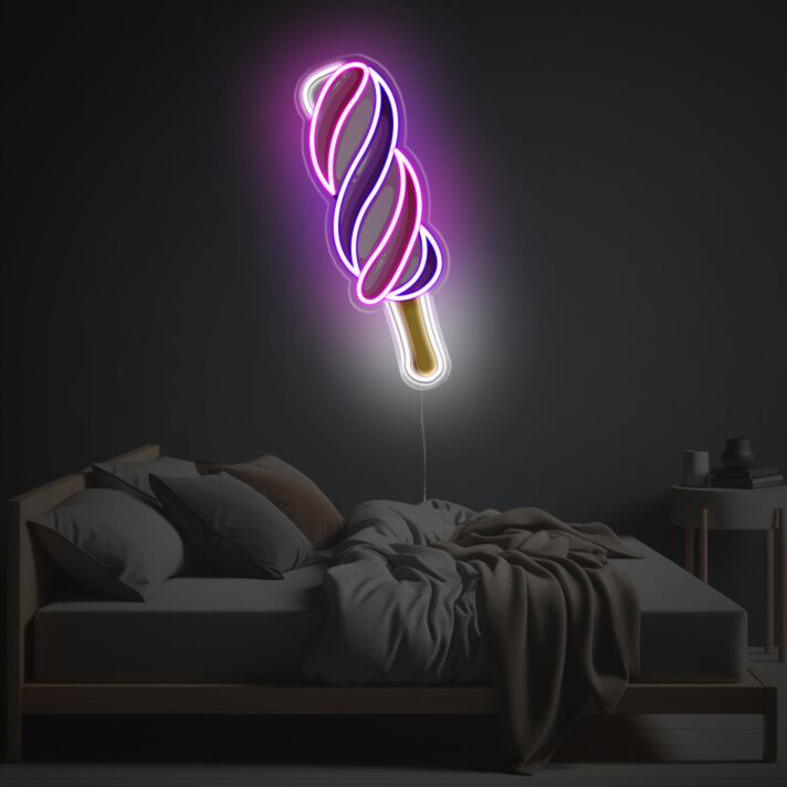 Bunte Lollipop LED Neon Wanddeko im Candy Design