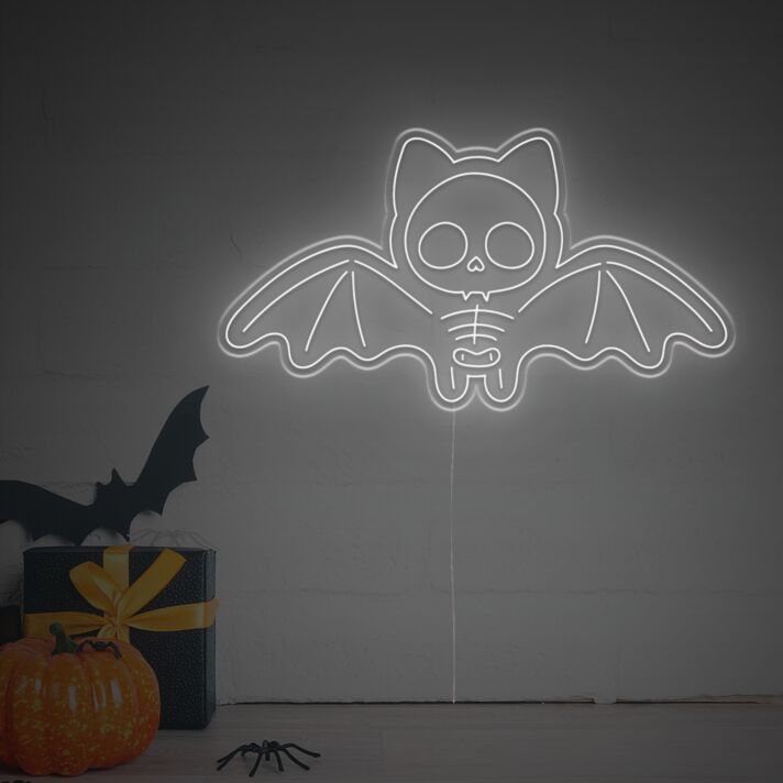LED Neon Wanddeko Fledermaus Skelett für Halloween