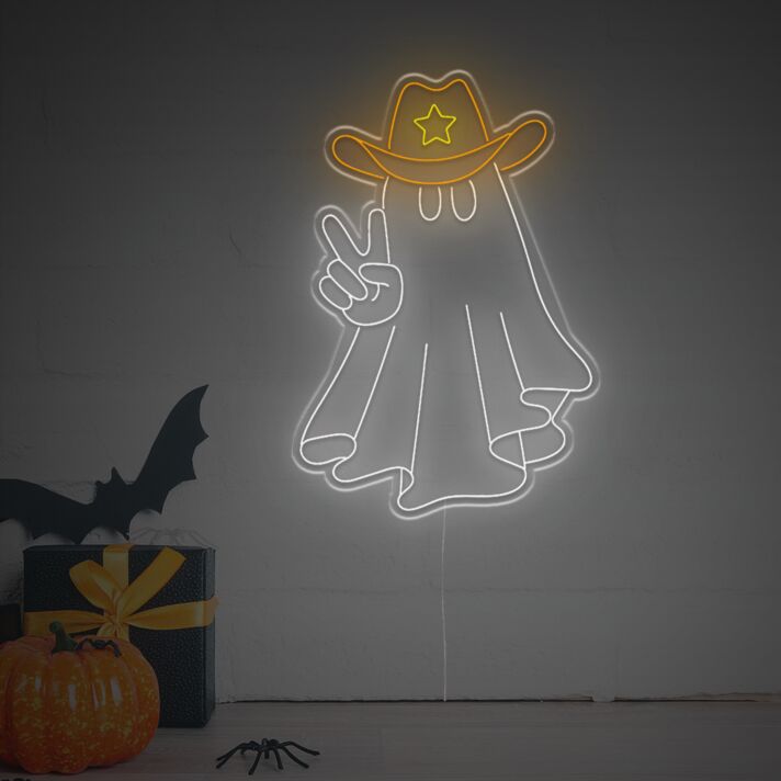 Cowboy Geist mit Peace Zeichen LED-Neonschild für Halloween Party