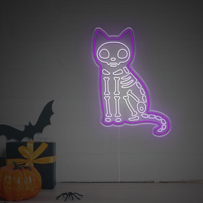 Halloween LED Neon Wandlicht Skelett Katze