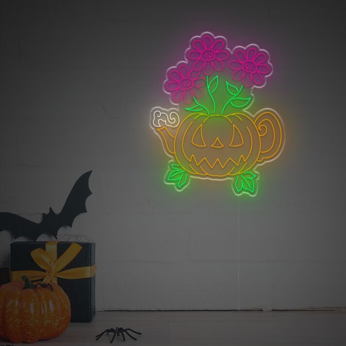 Halloween LED Neon Wandlicht Niedliche Skelett Katze als Leuchtende Wanddekoration für Wohnzimmer Schlafzimmer und Party