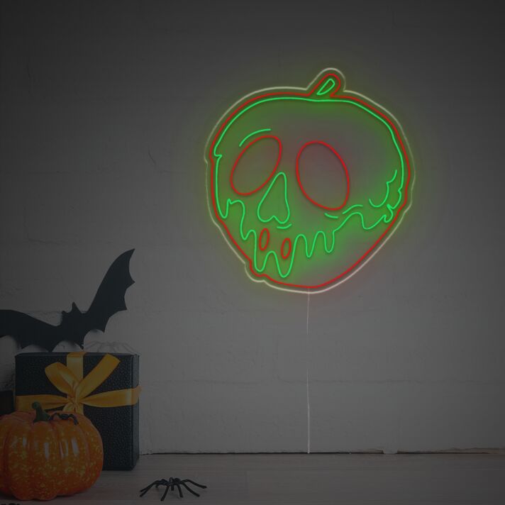 Giftiger Apfel mit Totenkopf LED-Neonschild für Halloween Party