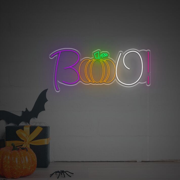 Boo! LED-Neonschild für Halloween Party
